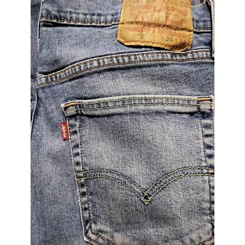 Levi's 559 Jeans Mens Size 34x34 Relaxed Straight Blue Denim Stretch Medium Wash